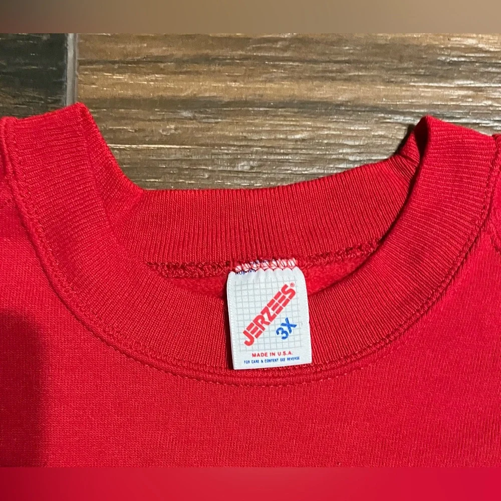 Jerzees Red‎ Crewneck Single Stitch Sweatshirt Made in USA Vintage